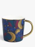 John Lewis Big Moon Fine China Gift Boxed Mug, 420ml, Blue/Gold