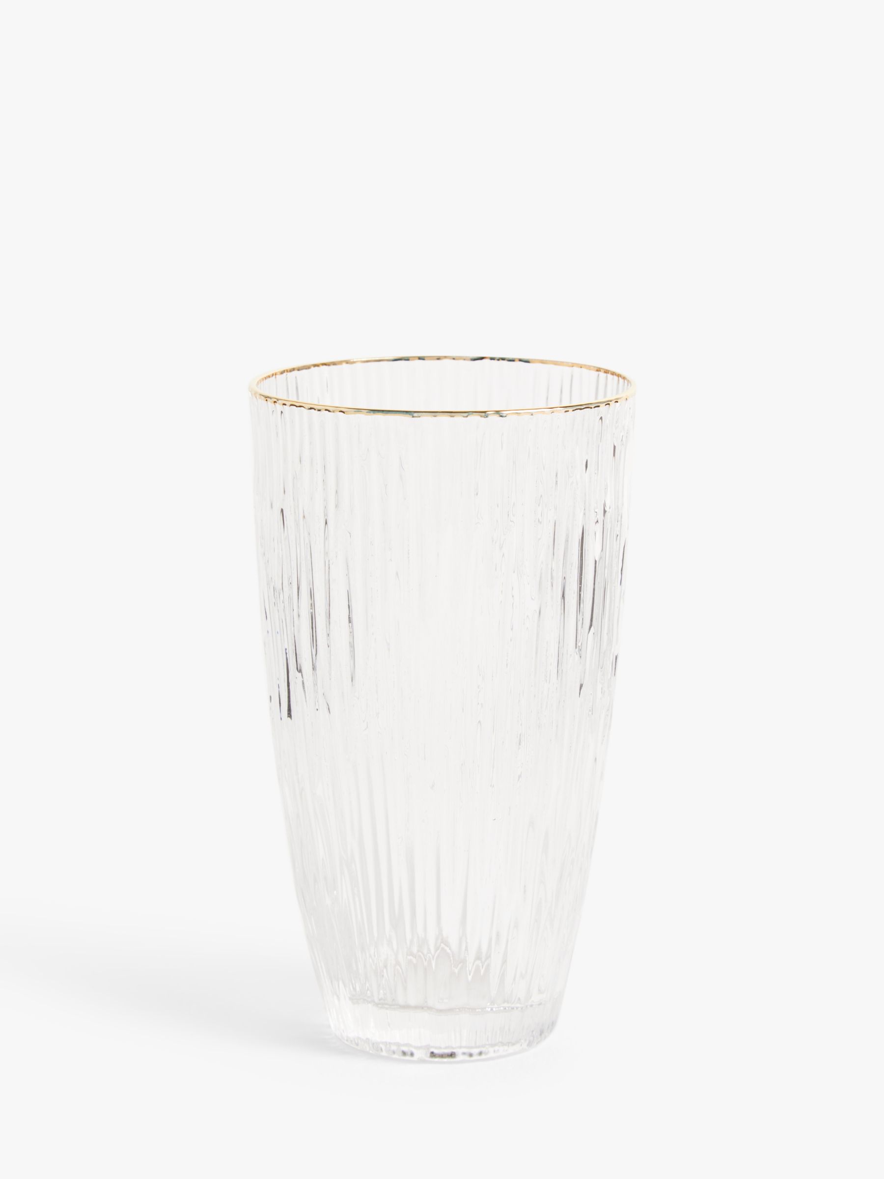 John Lewis Ribbed Glass Highball, 600ml, Clear/Gold