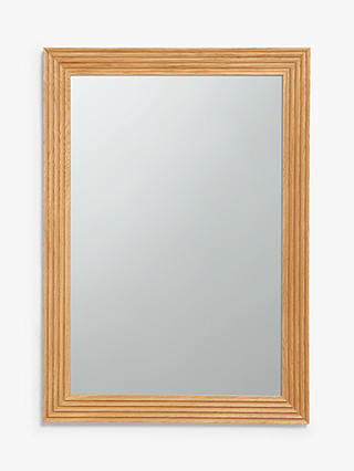 John Lewis Rectangular Ribbed Oak Wood Frame Wall Mirror, 69 x 49cm, Natural