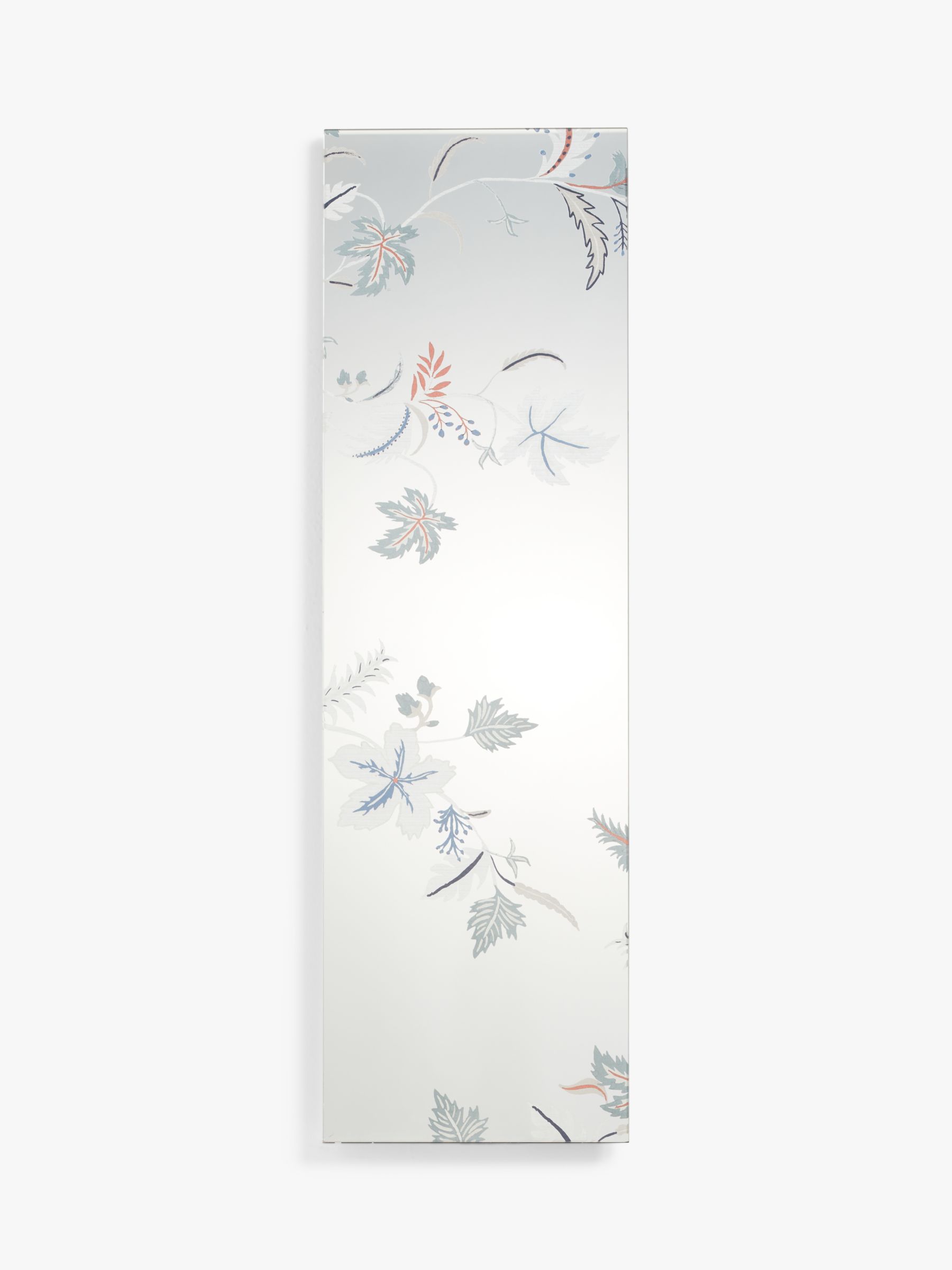 John Lewis Printed Leaf Pattern Wall Mirror, 100 x 30cm, Clear/Multi