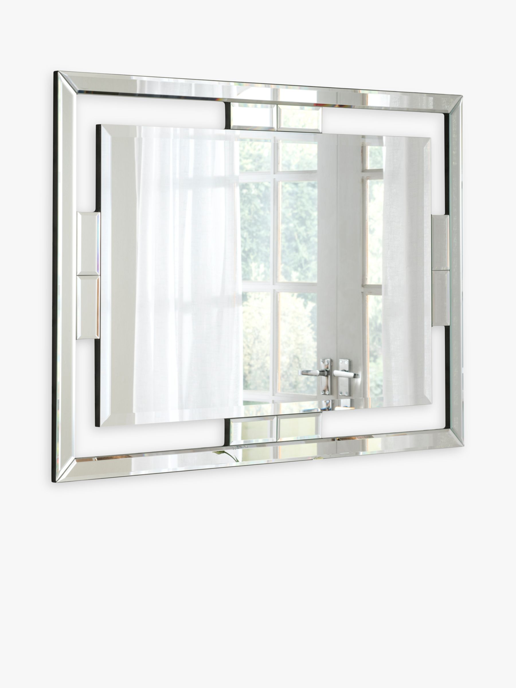 Yearn Rio Bevelled Glass Rectangular Wall Mirror, 82 x 112cm, Black