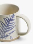 John Lewis Woodland Floral Glazed Stoneware Fern Mug, 450ml, Blue/Beige