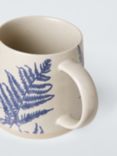 John Lewis Woodland Floral Glazed Stoneware Fern Mug, 450ml, Blue/Beige