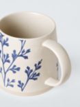 John Lewis Woodland Floral Glazed Stoneware Flower Mug, 450ml, Beige/Blue