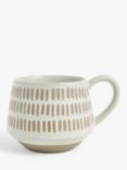 John Lewis Wax Resist Stoneware Mug, 350ml, White/Beige Lines