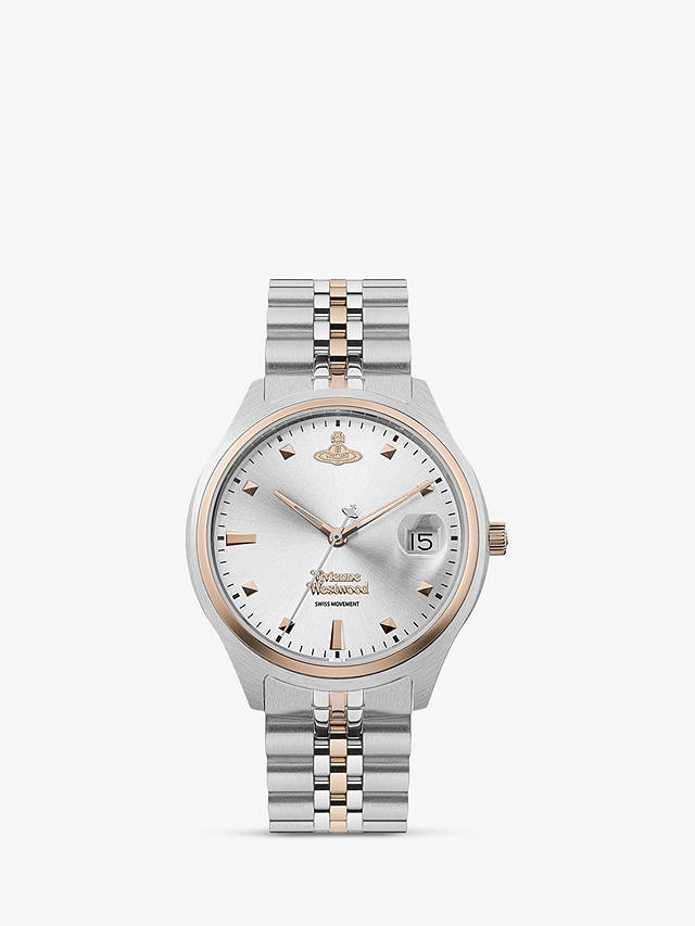 Vivienne Westwood Women's Camberwell Date Bracelet Strap Watch, Silver/Rose Gold VV261SLSR