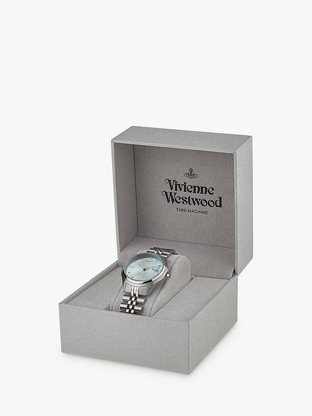 Vivienne Westwood Women's Camberwell Date Bracelet Strap Watch, Silver/Light Blue VV261LBLSL