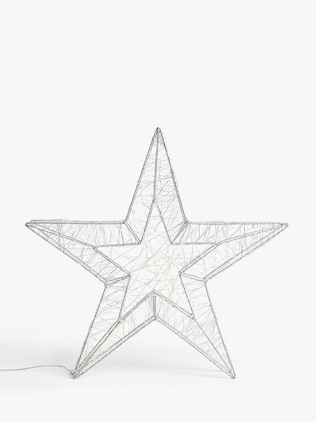 John Lewis 300 LED 3D Star Light, Silver / Pure & Ice White