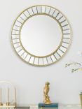 Laura Ashley Clemence Bevelled Glass Round Wall Mirror, Gold/Clear