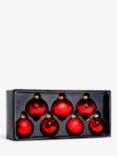 John Lewis Jolly General Store Assorted Glass Baubles, Box of 7, Red