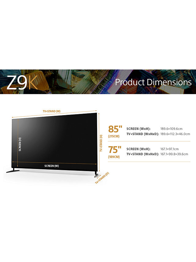Sony Bravia XR XR75Z9K (2022) Mini LED HDR 8K Ultra HD Smart Google TV, 75 inch with Youview/Freesat HD & Dolby Atmos, Black