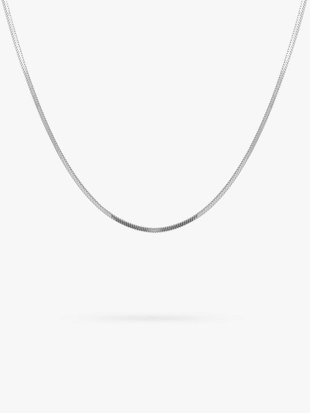 LARNAUTI Herringbone Chain Necklace, Silver