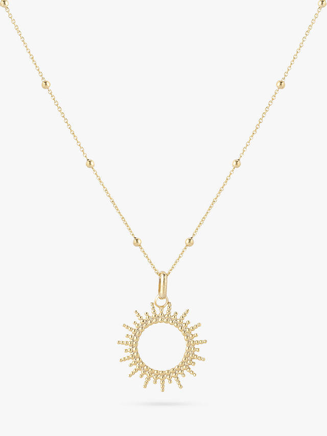 LARNAUTI Beaded Chain Sunburst Pendant Necklace, Gold