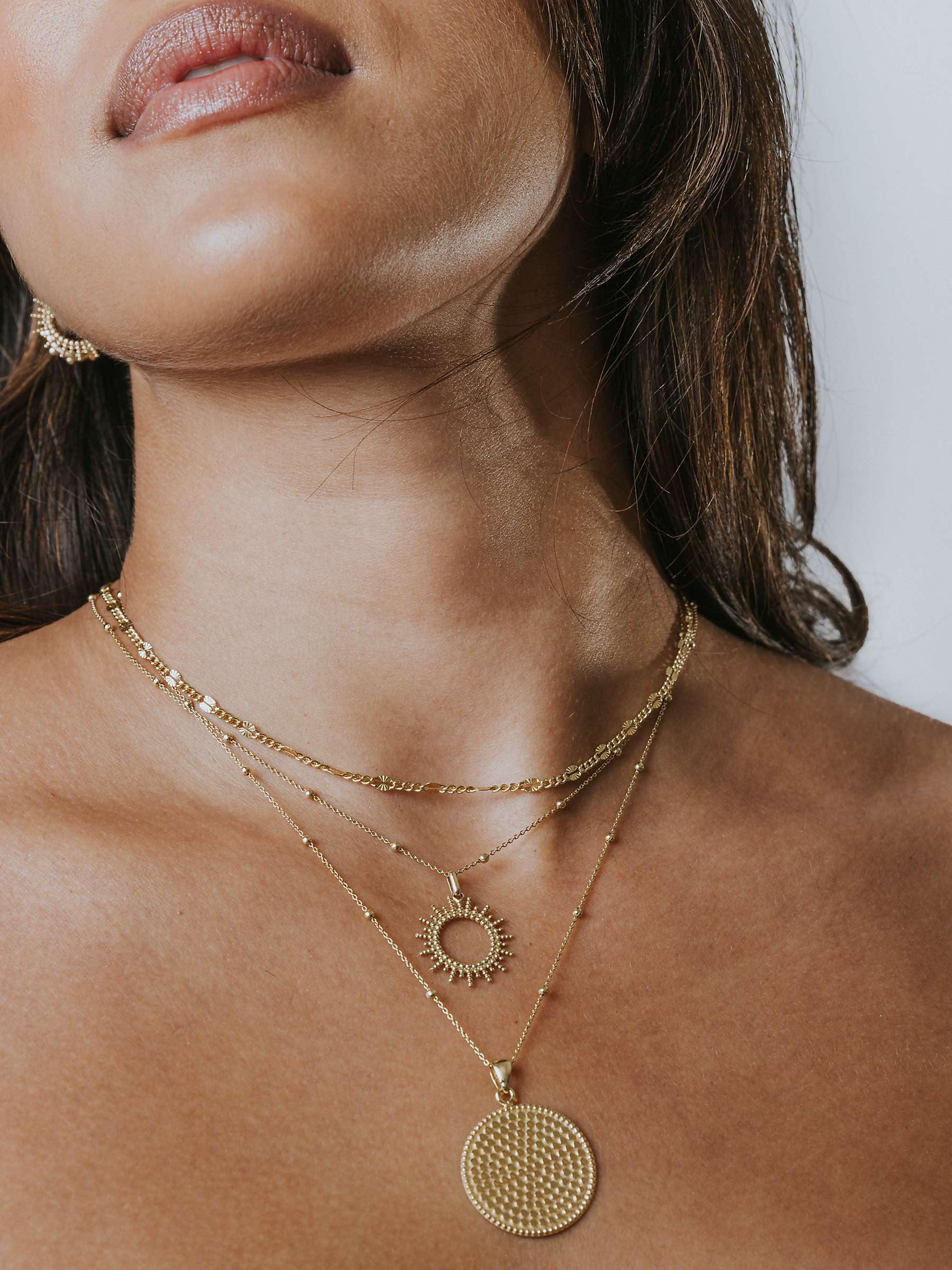 Buy LARNAUTI Beaded Chain Sunburst Pendant Necklace, Gold Online at johnlewis.com
