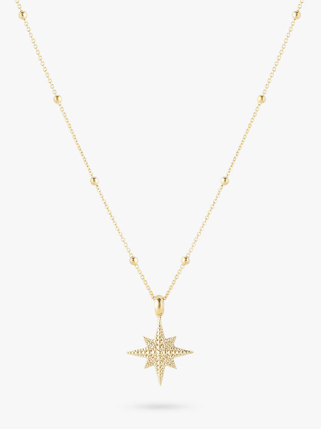 LARNAUTI North Star Beaded Chain Star Pendant Necklace, Gold