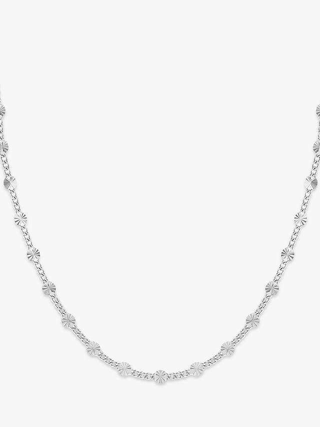 LARNAUTI Diamond Cut Beaded Chain Necklace, Silver