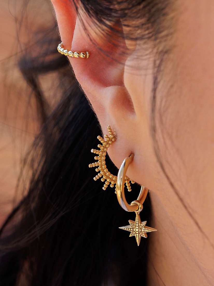 Buy LARNAUTI North Star Charm Hoop Earrings, Gold Online at johnlewis.com