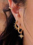 LARNAUTI North Star Charm Hoop Earrings, Gold