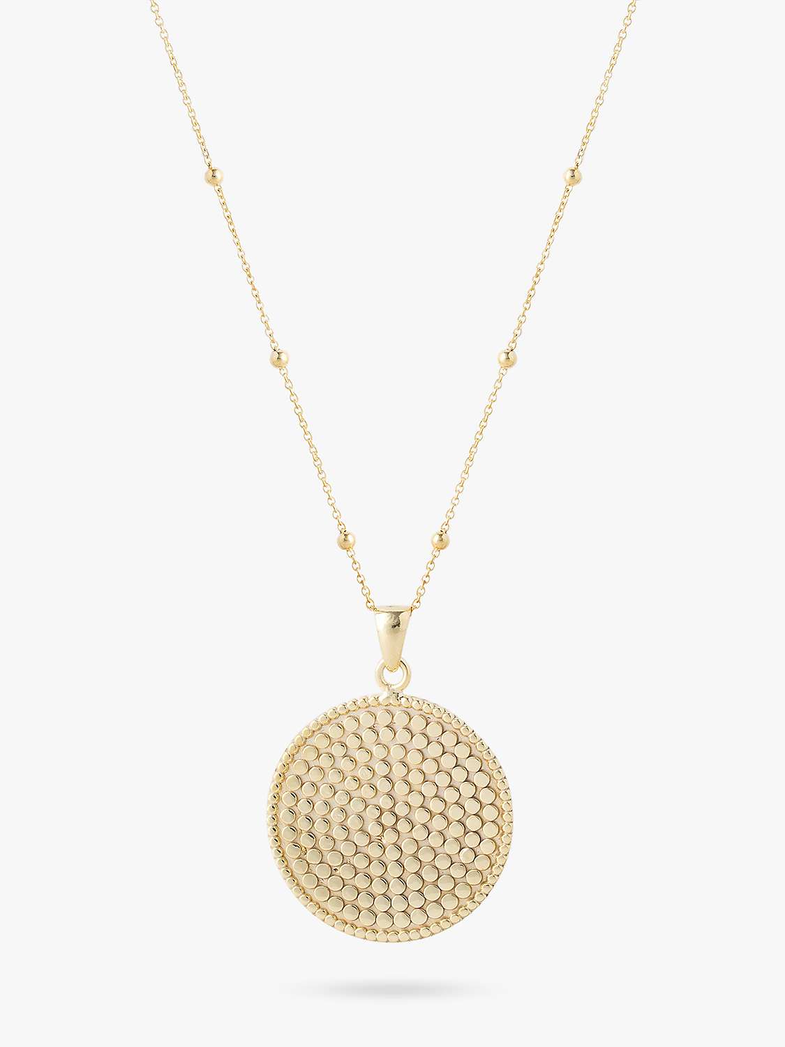 LARNAUTI Flat Beaded Disc Pendant Necklace, Gold at John Lewis & Partners