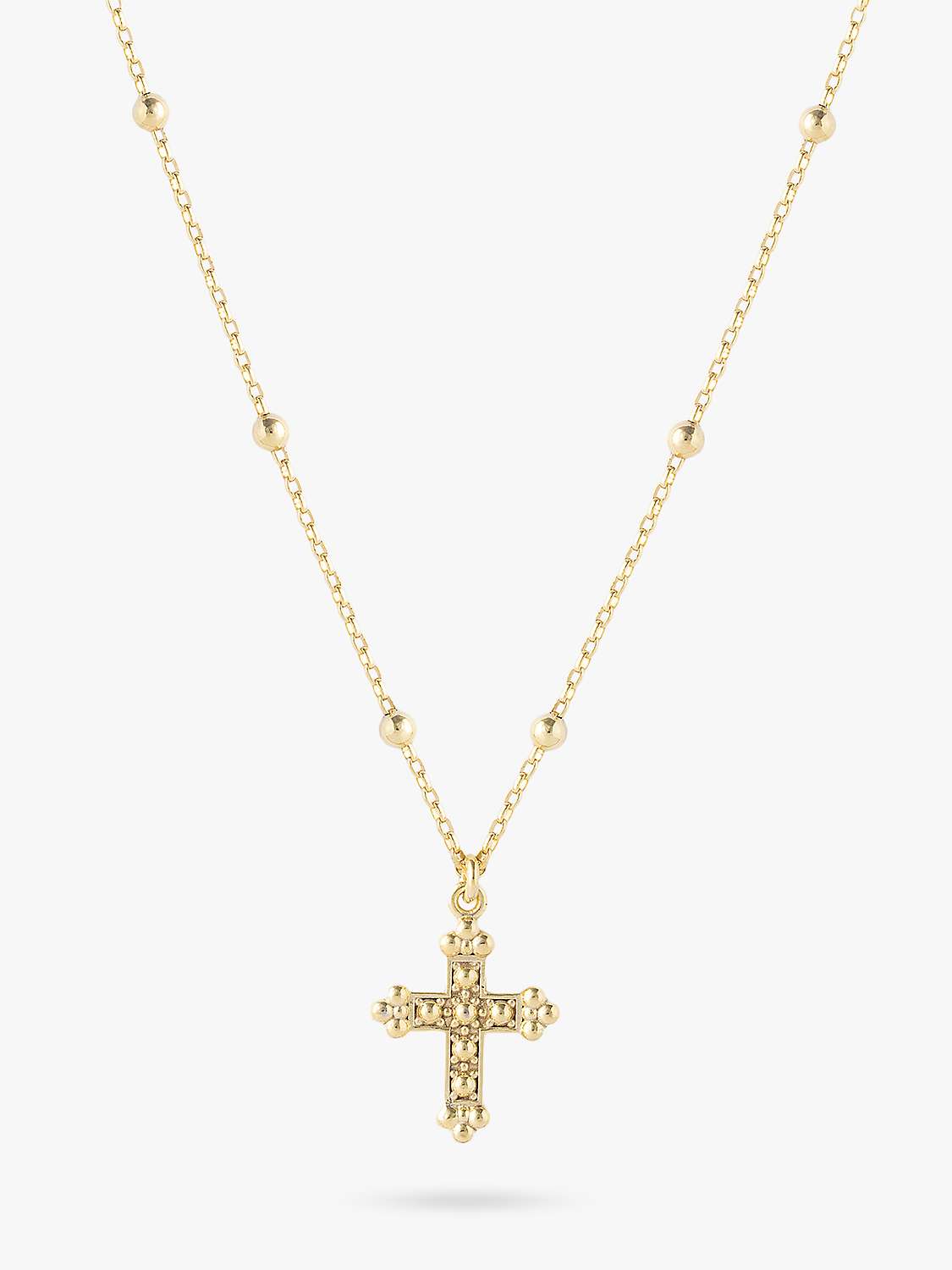Buy LARNAUTI Beaded Chain Cross Pendant Necklace, Gold Online at johnlewis.com