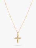 LARNAUTI Beaded Chain Cross Pendant Necklace, Gold