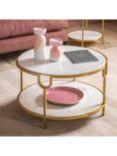 Gallery Direct Stanford Marble Coffee Table, White/Brushed Brass