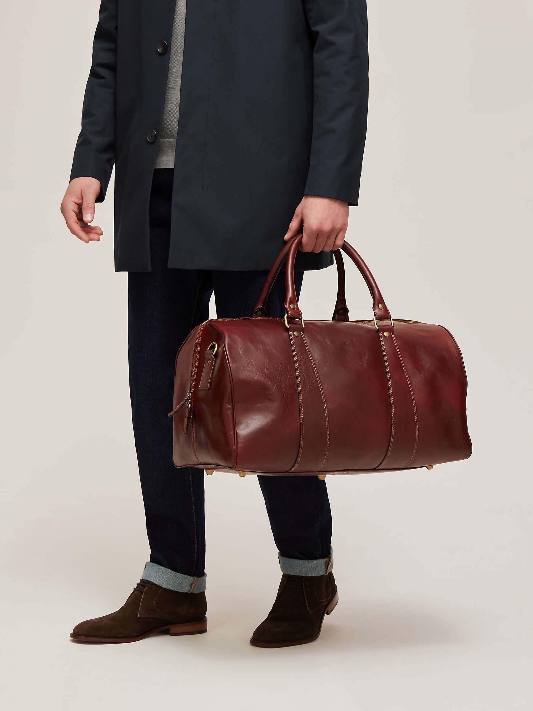 Buy John Lewis Made in Italy Large Leather Holdall, Brown Online at johnlewis.com