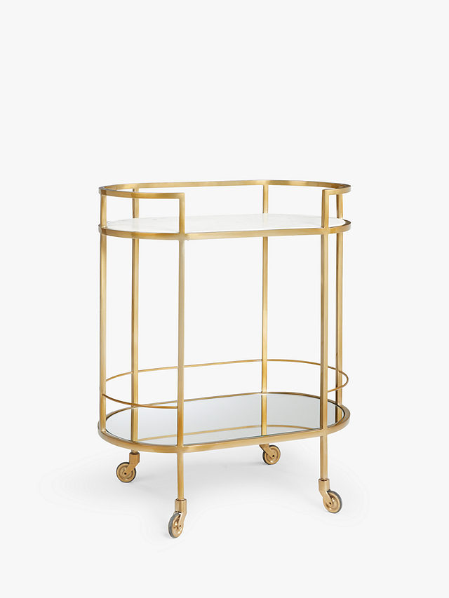 John Lewis + Swoon Lovelace Marble Shelf Bar Cart, Brass