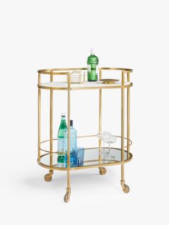 John Lewis + Swoon Lovelace Marble Shelf Bar Cart, Brass