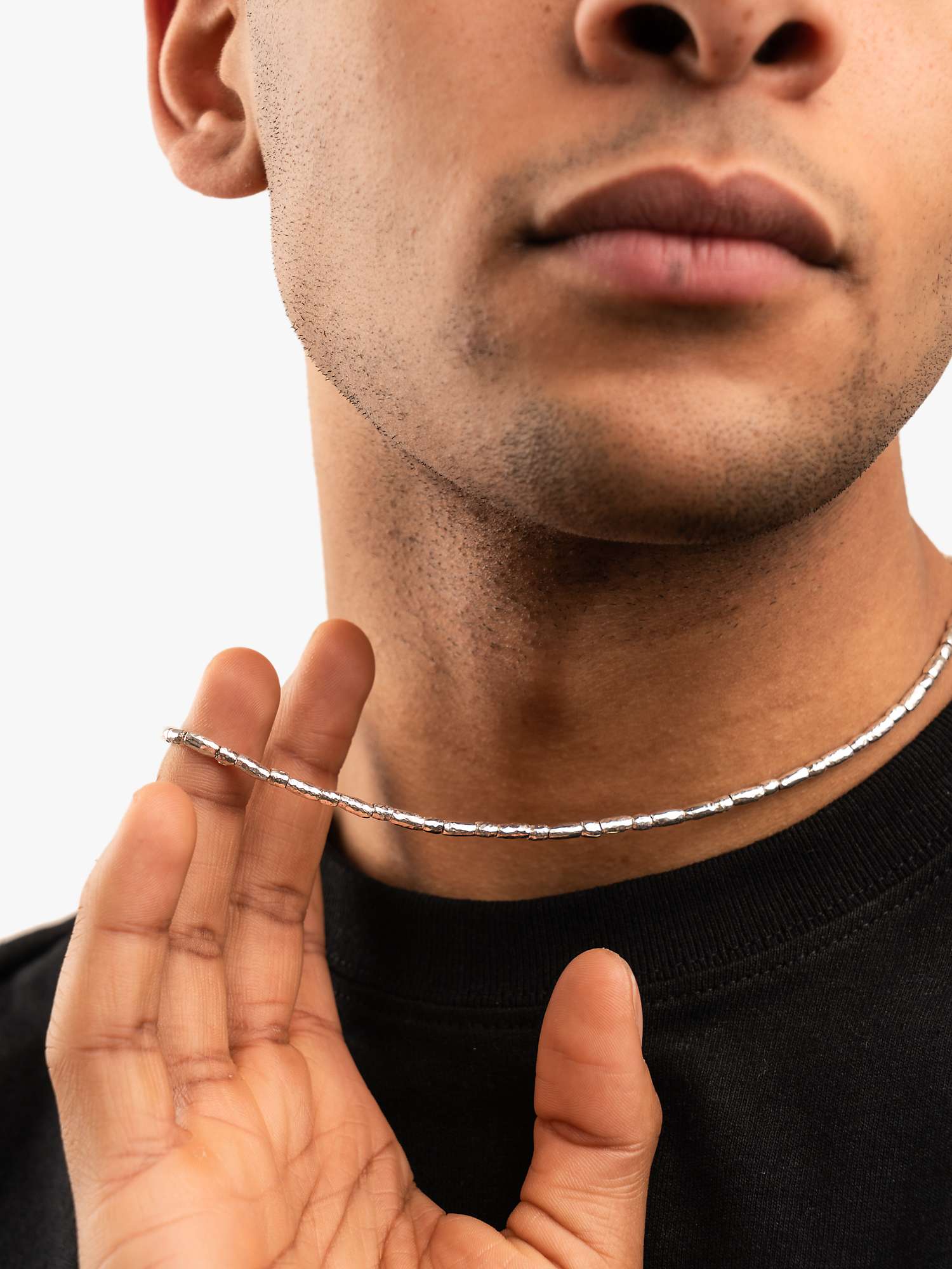 Buy Dower & Hall Men's Rice Nomad Beaded Collar Necklace, Silver Online at johnlewis.com