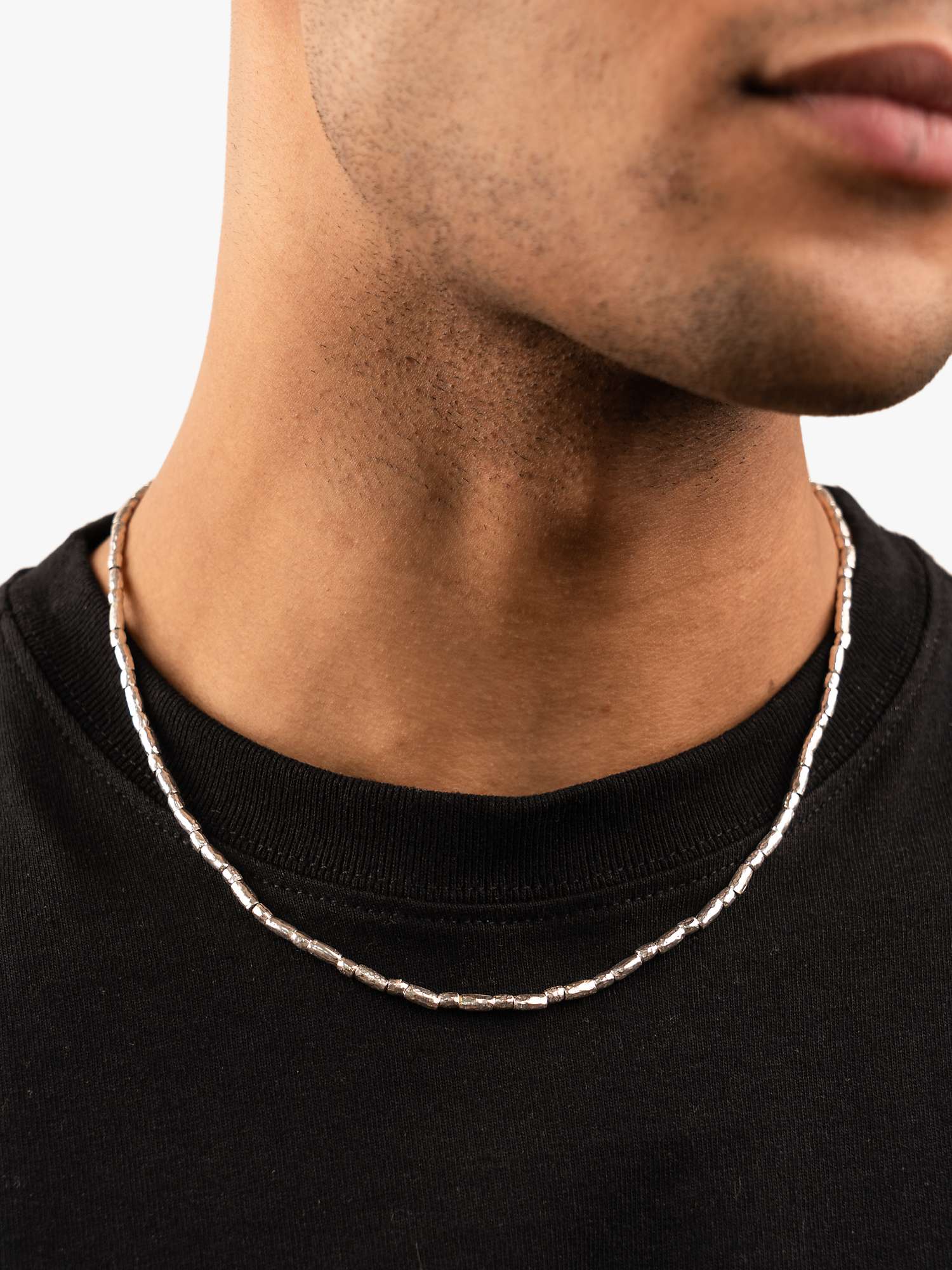 Buy Dower & Hall Men's Rice Nomad Beaded Collar Necklace, Silver Online at johnlewis.com
