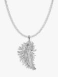 Dower & Hall Men's Sterling Silver Large Feather Pendant, Silver