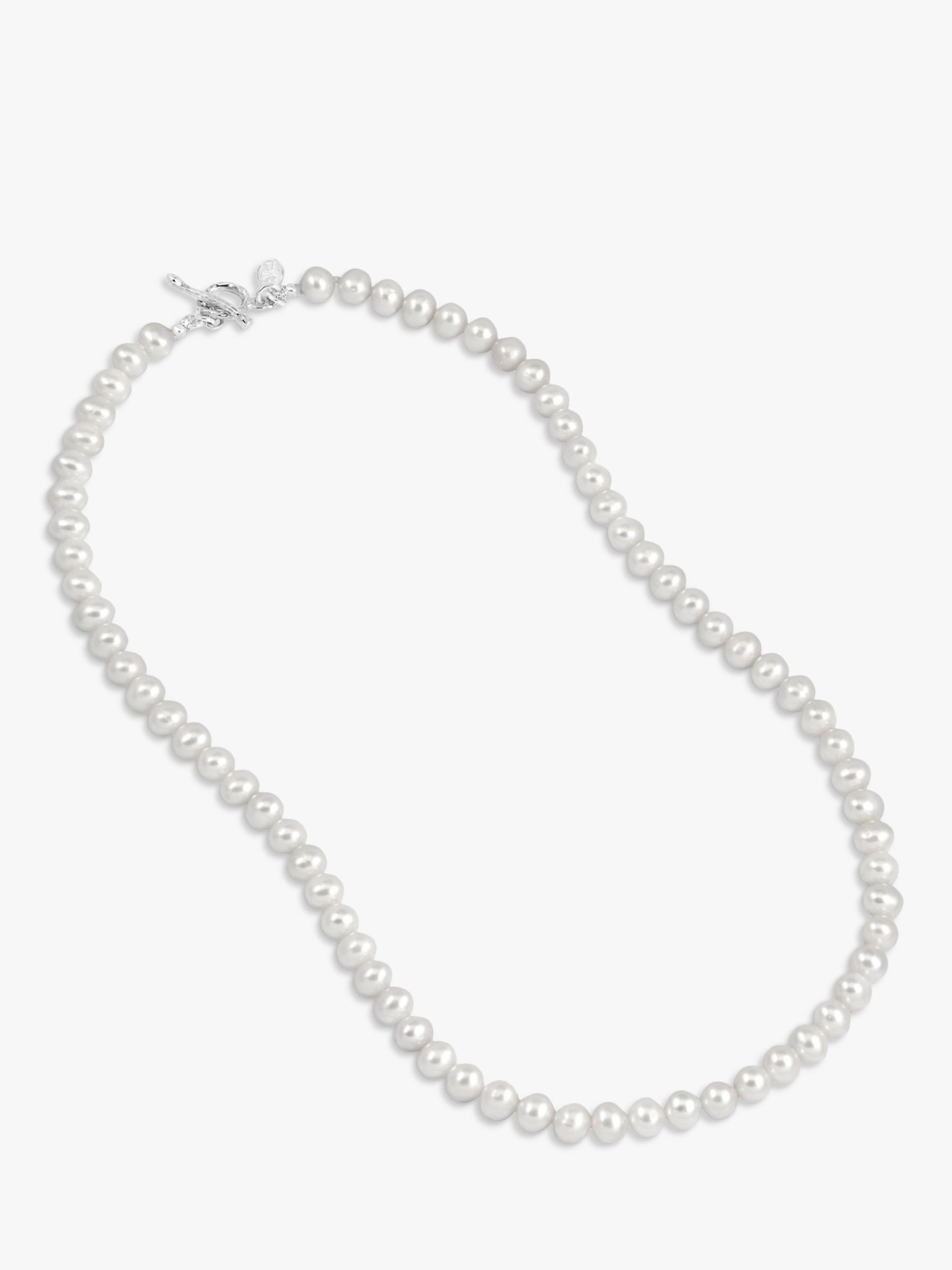 Dower & Hall Freshwater Pearl Collar Necklace, White/Silver at John ...