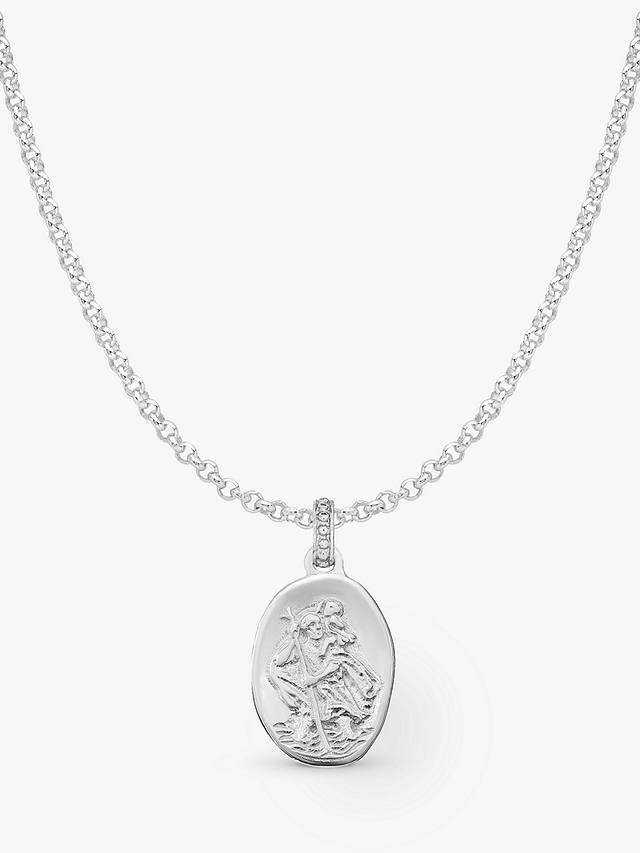 Dower & Hall Men's St. Christopher Pendant Necklace, Silver at John ...