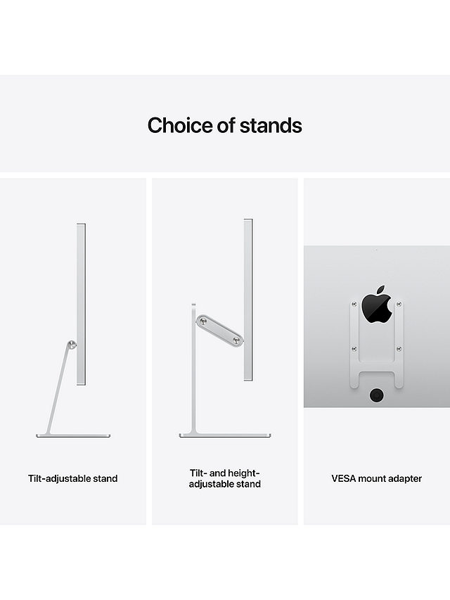 Apple Studio Display with Tilt & Height Adjustable Stand, Standard Glass, 27" 5K Retina Display, Silver