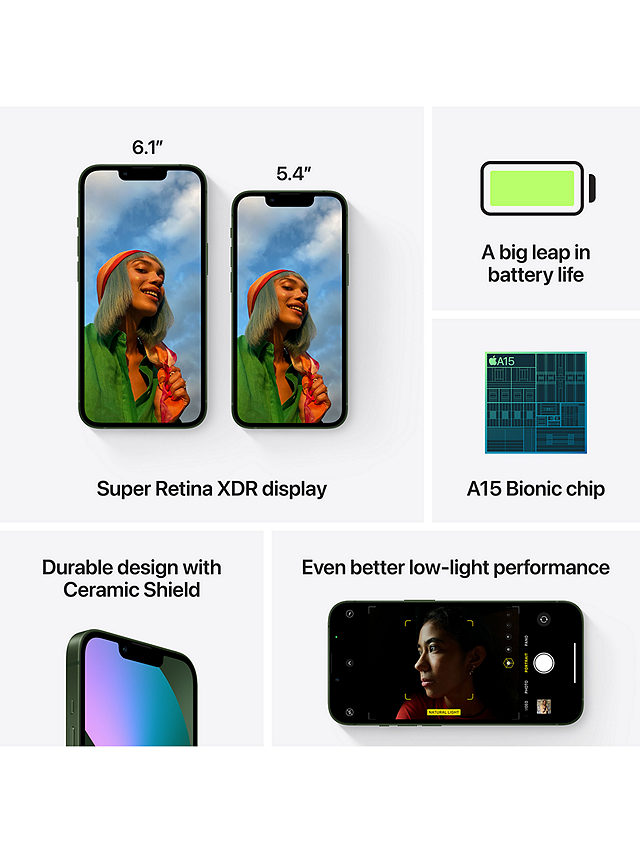 Apple iPhone 13 mini, iOS, 5.4", 5G, SIM Free, 128GB, Green