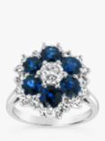 Milton & Humble Jewellery Second Hand 18ct White Gold Sapphire & Diamond Cluster Ring, Dated 1975