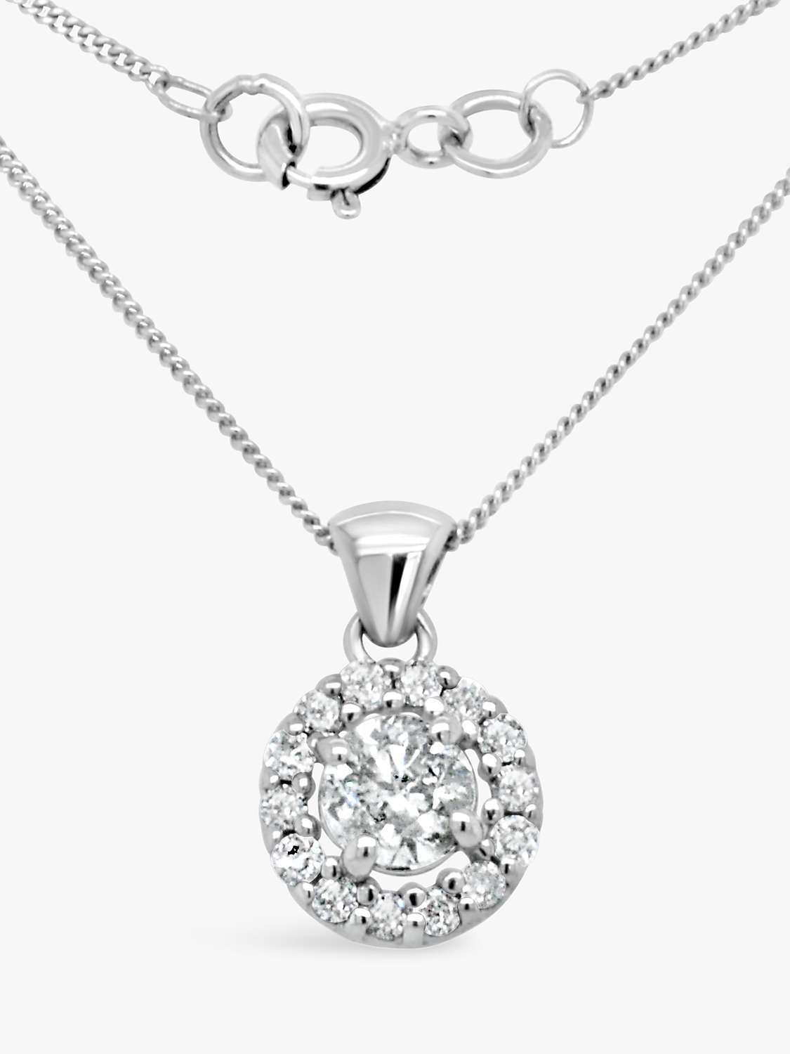 Buy Milton & Humble Jewellery Second Hand 14ct White Gold Halo Cluster Diamond Pendant Necklace Online at johnlewis.com