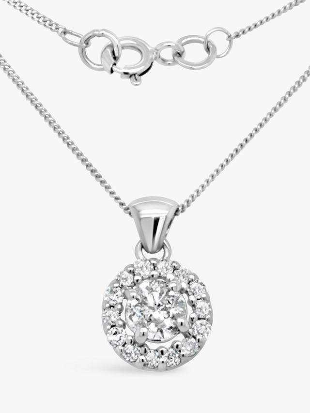 Milton & Humble Jewellery Second Hand 14ct White Gold Halo Cluster Diamond Pendant Necklace