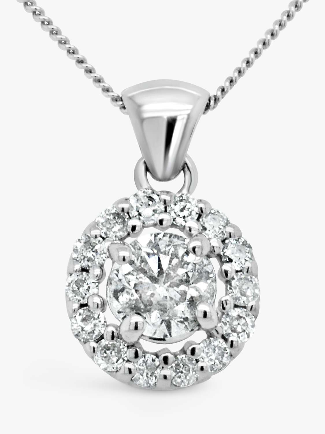 Buy Milton & Humble Jewellery Second Hand 14ct White Gold Halo Cluster Diamond Pendant Necklace Online at johnlewis.com