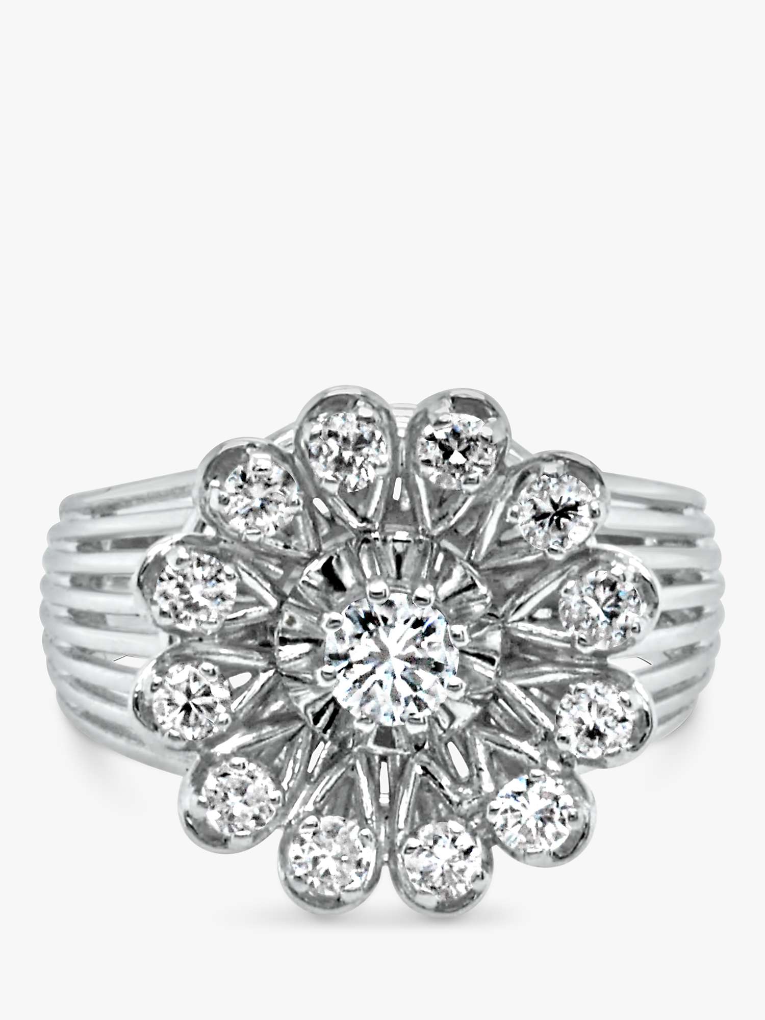 Buy Milton & Humble Jewellery Second Hand 18ct White Gold Starburst Effect Diamond Ring Online at johnlewis.com