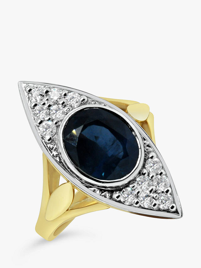 Milton & Humble Jewellery Second Hand 18ct White & Yellow Gold Sapphire & Diamond Cluster Ring