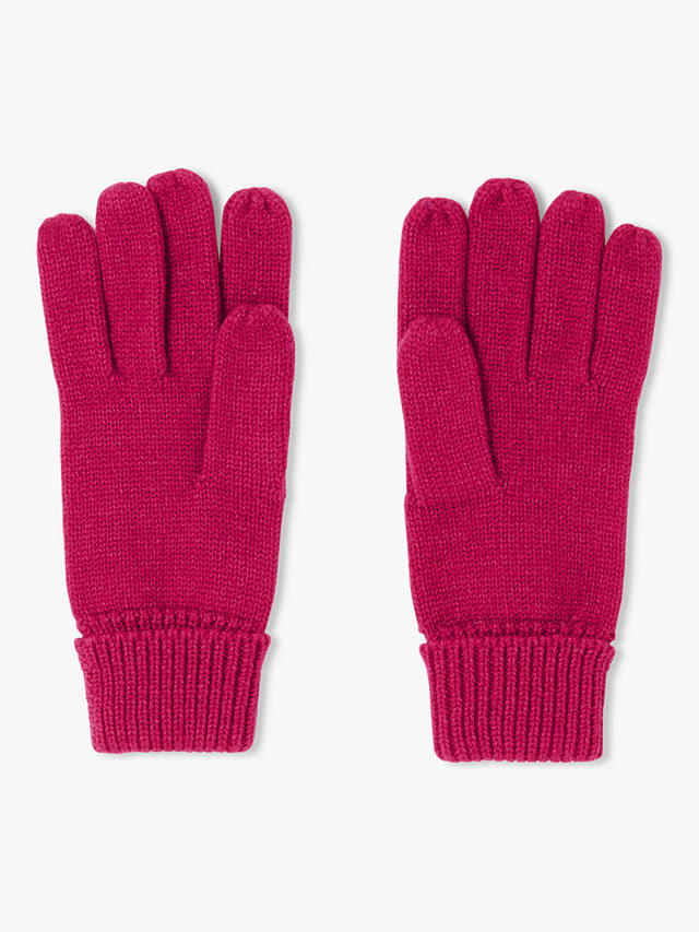 John Lewis ANYDAY Recycled Polyester Ribbed Cuff Gloves, Red Berry