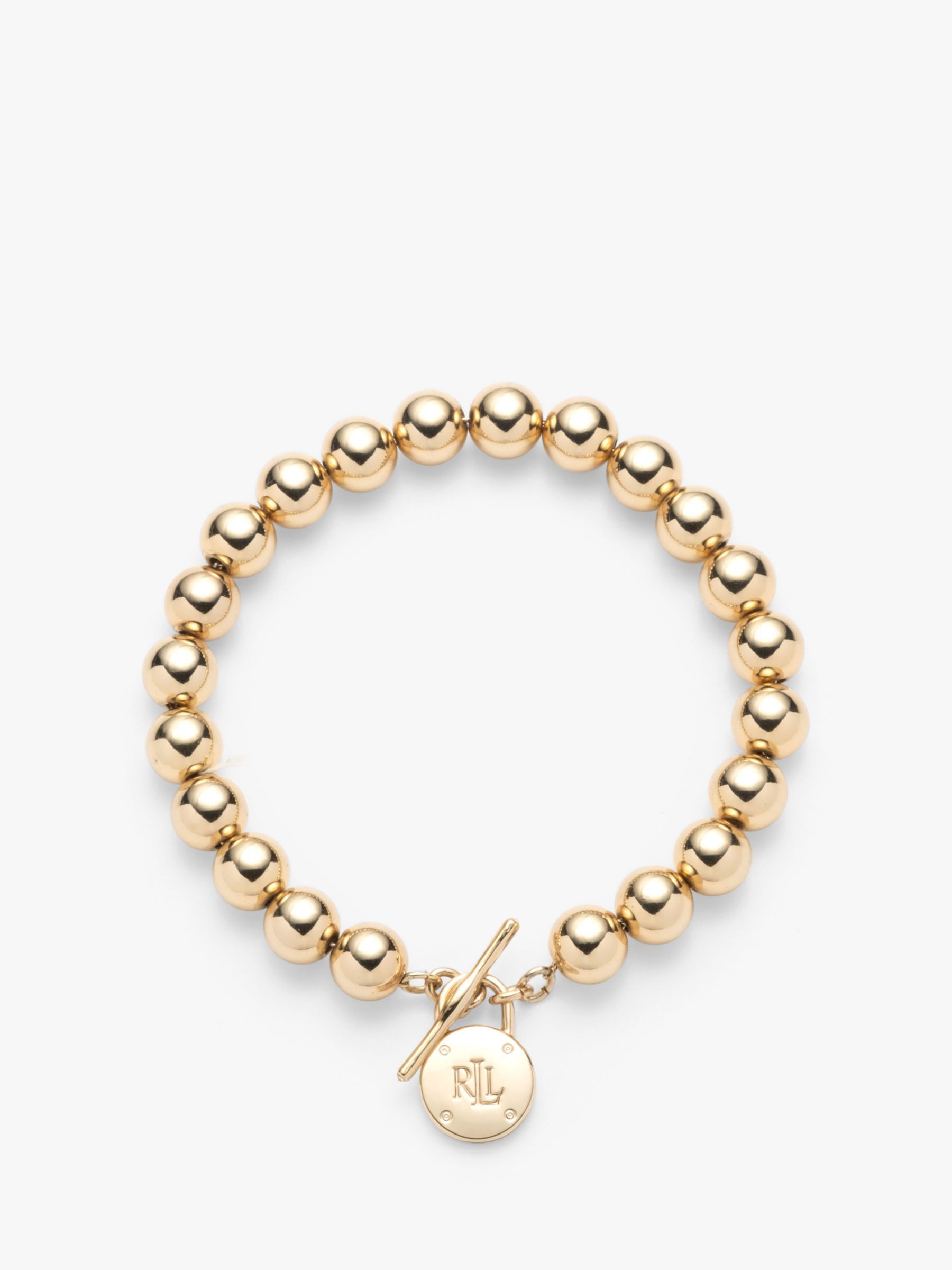 Lauren Ralph Lauren Padlock Beaded Bracelet, Gold at John Lewis & Partners
