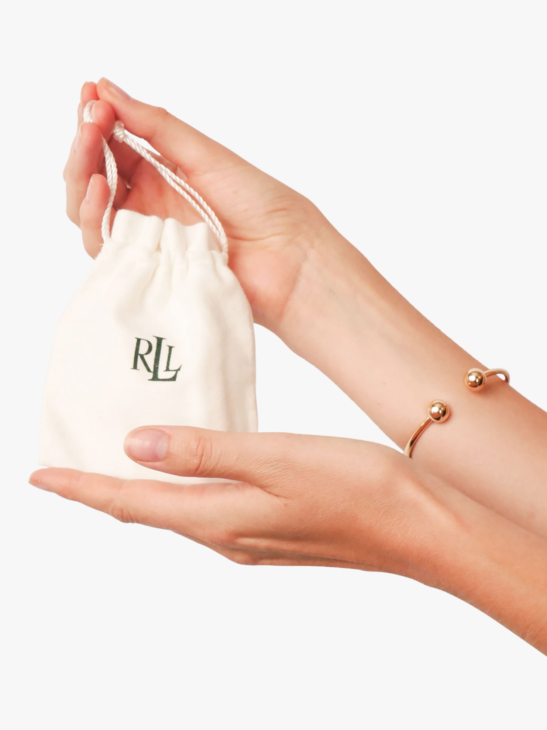 Lauren Ralph Lauren Leather Logo Hoop Earrings Gold/Dark Brown One Size