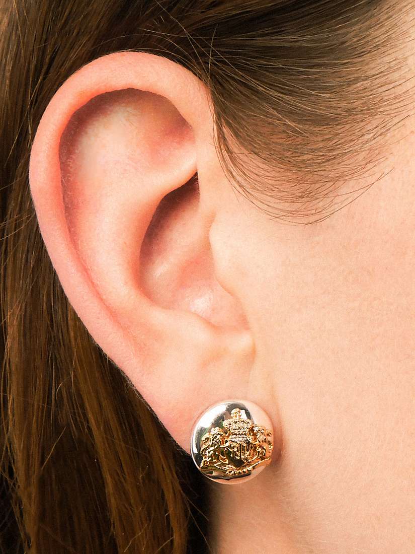 Buy Lauren Ralph Lauren Two-Tone Crest Stud Earrings, Silver/Gold Online at johnlewis.com