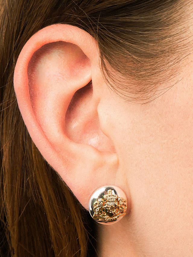 Lauren Ralph Lauren Two-Tone Crest Stud Earrings, Silver/Gold
