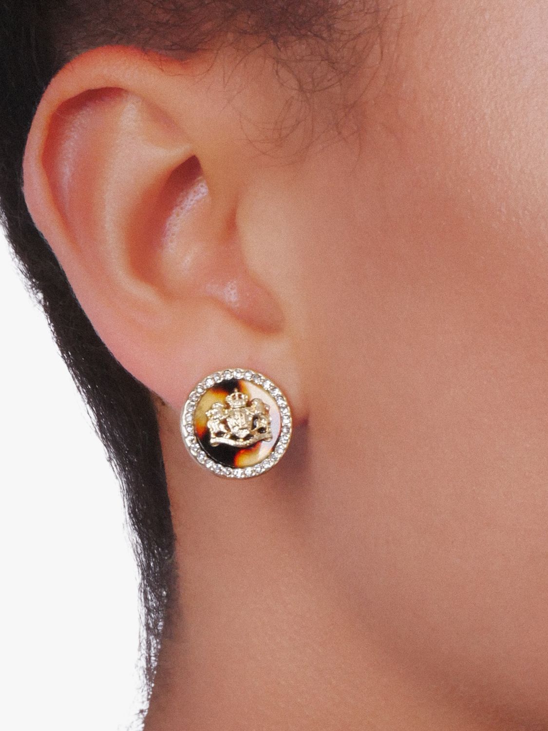 Buy Lauren Ralph Lauren Glass Crystal Crest Stud Earrings, Tortoise Online at johnlewis.com