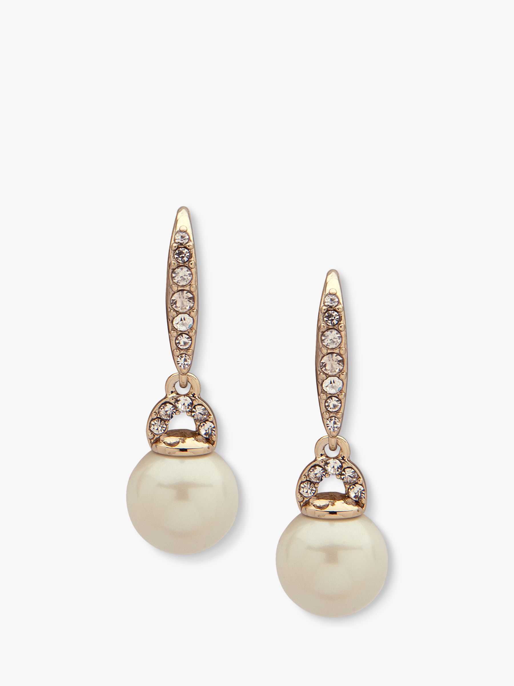 Lauren Ralph Lauren Glass & Pearl Drop Earrings, Gold at John Lewis &  Partners