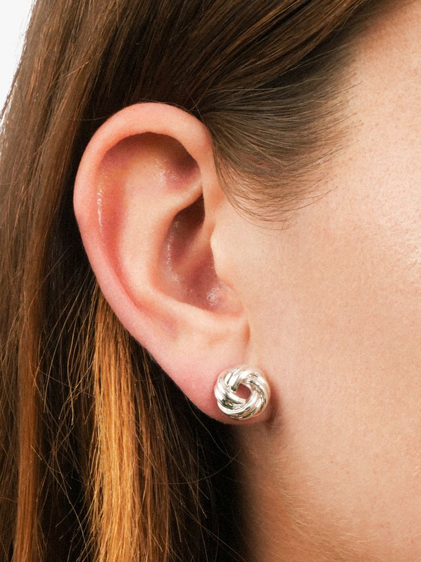 Lauren Ralph Lauren Knot Stud Earrings, Silver at John Lewis & Partners